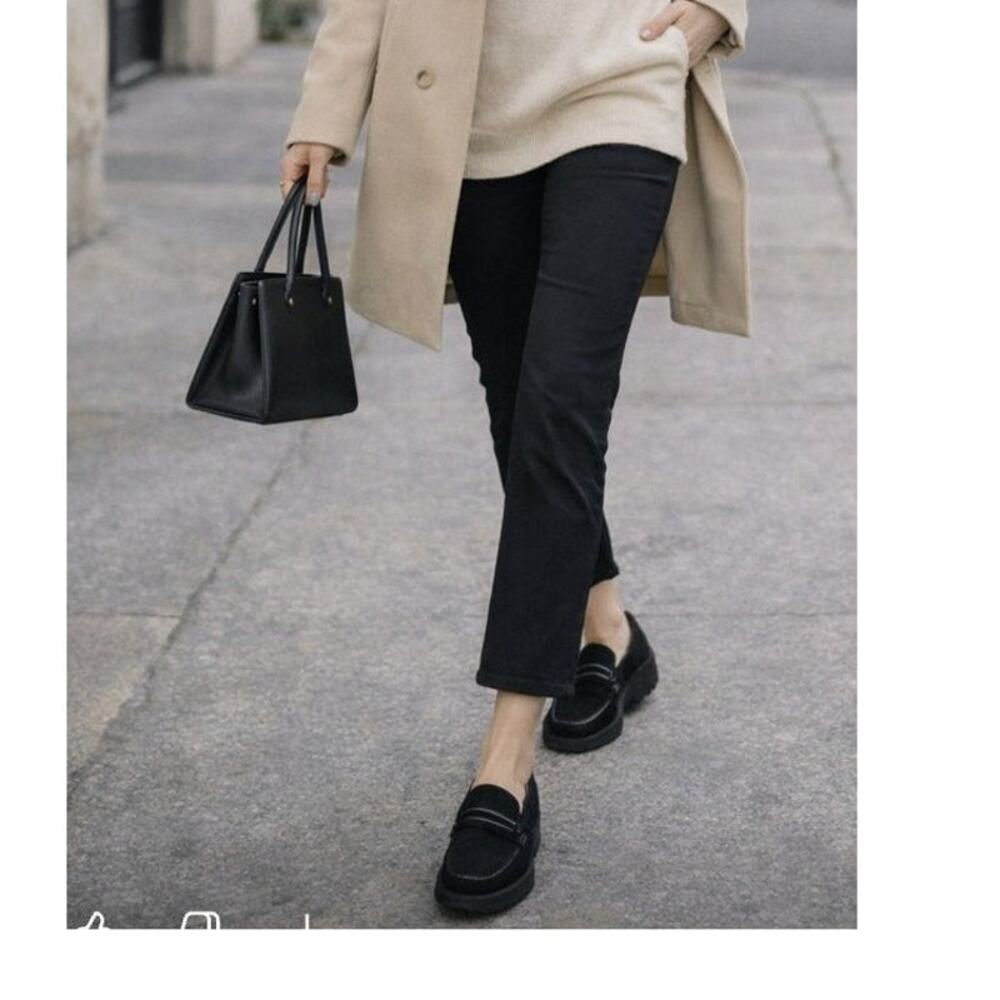 Stuart Weitzman Black Suede Loafers Size 8.5